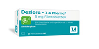 DESLORA-1A Pharma 5 mg comprimidos revestidos por película, 20 unidades
