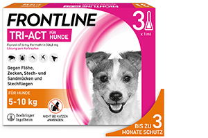 FRONTLINE Solução Tri-Act para ser gotejada em cães de 5-10 kg, 3 unidades