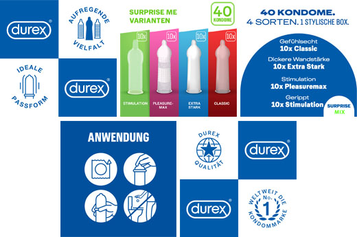 DUREX Preservativos Surpreenda-me misturados em caixa, 40 unidades