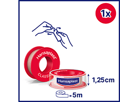 HANSAPLAST Gesso de fixação clássico 1,25 cm x 5 m, 1 pc