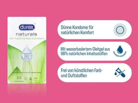 Vídeo sobre Preservativos Durex naturais com lubrificante à base de água, 10 peças