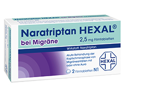 NARATRIPTAN HEXAL para enxaqueca 2,5 mg comprimidos revestidos por película, 2 unid