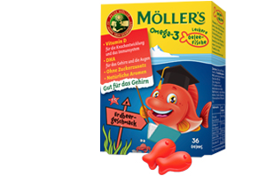 MÖLLER'S Omega-3 Jelly Fish Strawberry Chewable Tablets, 36 Capsules