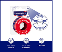 HANSAPLAST Gesso de fixação clássico 2,5 cm x 5 m, 1 pc