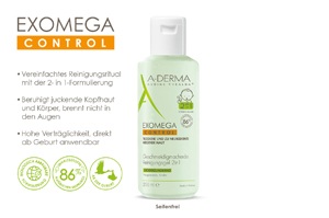 A-DERMA EXOMEGA CONTROL Gel de limpeza 2 em 1, 200 ml