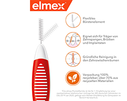 ELMEX Escovas interdentais ISO tamanho 2 0,5 mm vermelho, 8 pcs