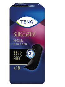 TENA SILHOUETTE Embutidos mini noir, 18 peças