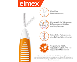 ELMEX Escovas interdentais ISO tamanho 1 0,45 mm cor de laranja, 8 unid