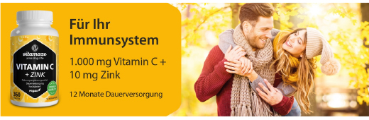 VITAMIN C 1000 mg dose elevada+zinco, comprimidos vegan, 180 unidades