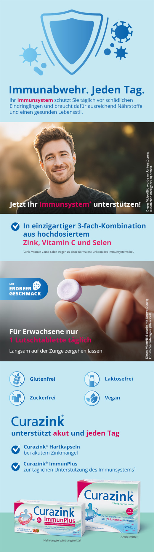 CURAZINK Pastilhas ImmunPlus, 50 unidades