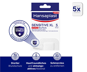 HANSAPLAST Penso sensível estéril para feridas 6x7 cm, 5 unid