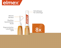 ELMEX Escovas interdentais ISO tamanho 1 0,45 mm cor de laranja, 8 unid
