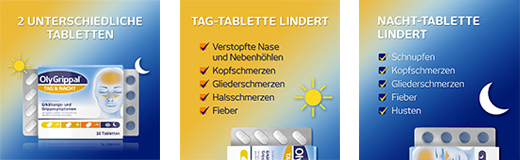 OLYGRIPPAL Dia & Noite 500 mg/60 mg comprimidos, 16 unid