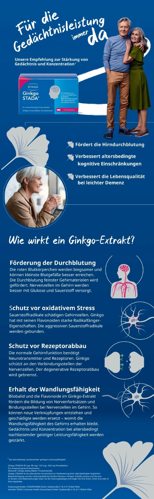 GINKGO STADA Comprimidos revestidos por película de 40 mg, 30 unidades