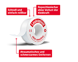 LEUKOPLAST Sensível à pele 1,25 cmx2,6 m c.anel de proteção, 1 unid