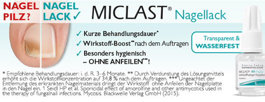 MICLAST 80 mg/g de verniz de unhas com ingrediente ativo, 2X3 ml