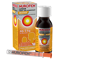 NUROFEN Junior febre e dor sumo de laranja 40 mg/ml, 100 ml