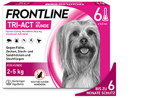 FRONTLINE Solução Tri-Act para ser gotejada em cães de 2-5 kg, 6 unidades