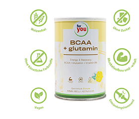 FOR YOU BCAA+glutamina Energia & Recovery Lemon, 480 g
