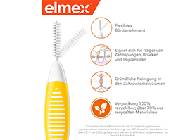 ELMEX Escovas interdentais ISO tamanho 4 0,7 mm amarelas, 8 unid