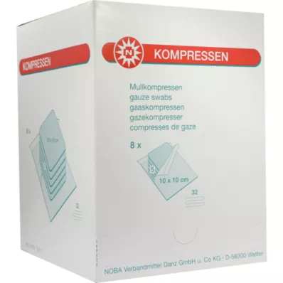 MULLKOMPRESSEN 10x10 cm estéril 32 dobras, 8X5 peças MULLKOMPRESSEN 10x10 cm estéril 32 dobras, 8X5 peças