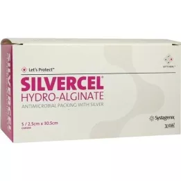 SILVERCEL Tamponamento de hidroalginato 2,5x30,5 cm, 5 unid