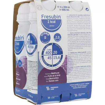 FRESUBIN 2 kcal DRINK Garrafa para beber frutos silvestres, 4X200 ml FRESUBIN 2 kcal DRINK Garrafa para beber frutos silvestres, 4X200 ml