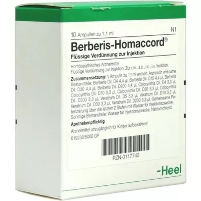 BERBERIS HOMACCORD Ampolas, 10 unidades BERBERIS HOMACCORD Ampolas, 10 unidades