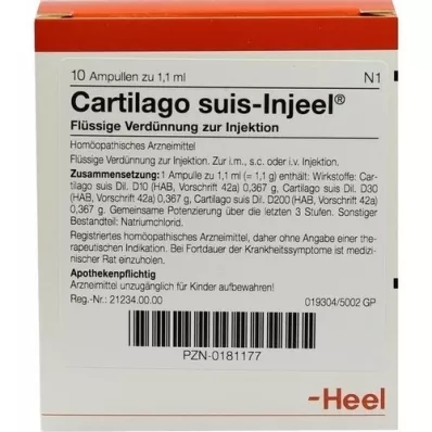 CARTILAGO ampolas suis Injeel, 10 unidades CARTILAGO ampolas suis Injeel, 10 unidades