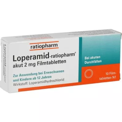 LOPERAMID-comprimidos revestidos por película de 2 mg de ratiopharm agudo, 10 unidades LOPERAMID-comprimidos revestidos por película de 2 mg de ratiopharm agudo, 10 unidades