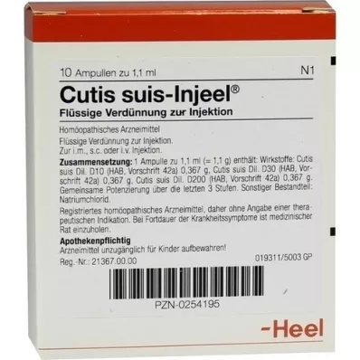 CUTIS ampolas suis Injeel, 10 unidades CUTIS ampolas suis Injeel, 10 unidades