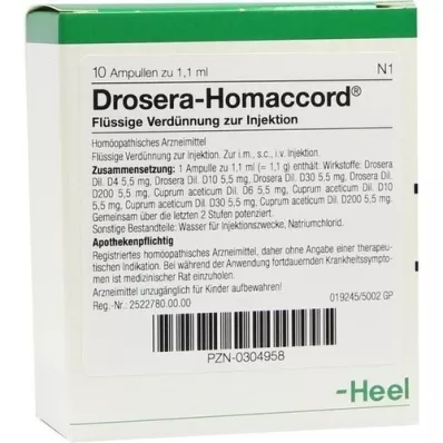 DROSERA HOMACCORD Ampolas, 10 unidades