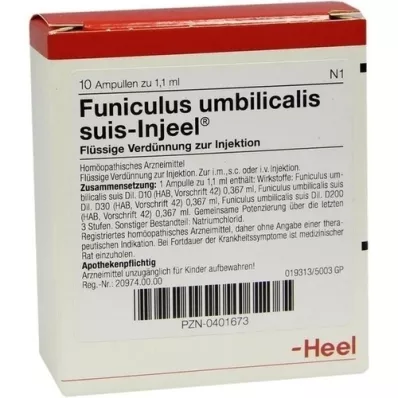 FUNICULUS UMBILICALIS ampolas suis Injeel, 10 unidades FUNICULUS UMBILICALIS ampolas suis Injeel, 10 unidades