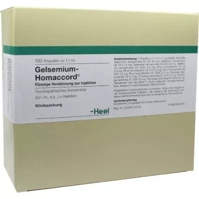 GELSEMIUM HOMACCORD Ampolas, 100 unidades GELSEMIUM HOMACCORD Ampolas, 100 unidades