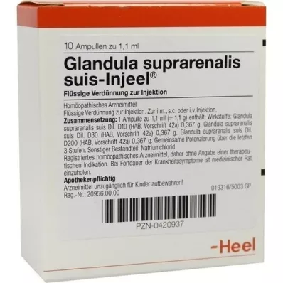 GLANDULA SUPRARENALIS ampolas suis Injeel, 10 unidades