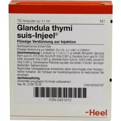 GLANDULA THYMI ampolas suis Injeel, 10 unidades GLANDULA THYMI ampolas suis Injeel, 10 unidades