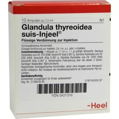 GLANDULA THYREOIDEA ampolas suis Injeel, 10 unidades GLANDULA THYREOIDEA ampolas suis Injeel, 10 unidades