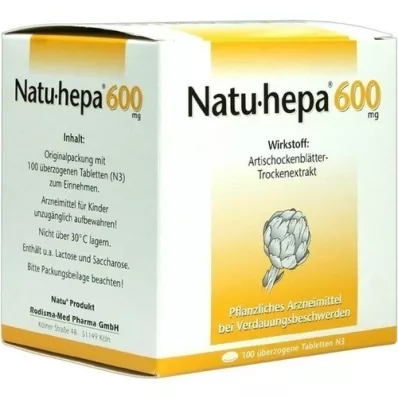 NATU HEPA Comprimidos revestidos de 600 mg, 100 unidades NATU HEPA Comprimidos revestidos de 600 mg, 100 unidades