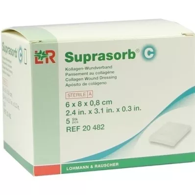 SUPRASORB Curativo de colágeno C para feridas, 0,8 x 6 x 8 cm, 5 unidades