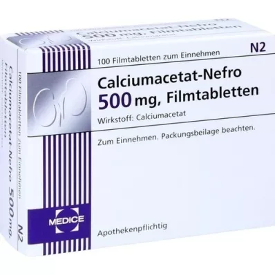 CALCIUMACETAT NEFRO Comprimidos revestidos por película de 500 mg, 100 unidades