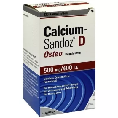 CALCIUM SANDOZ D Osteo 500 mg/400 UI comprimido para mastigar, 120 unidades