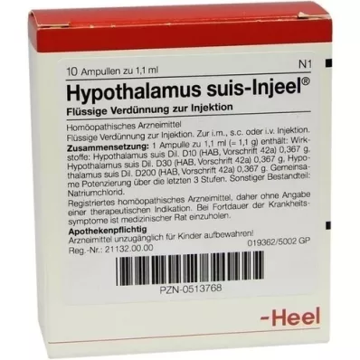 HYPOTHALAMUS ampolas suis Injeel, 10 unidades
