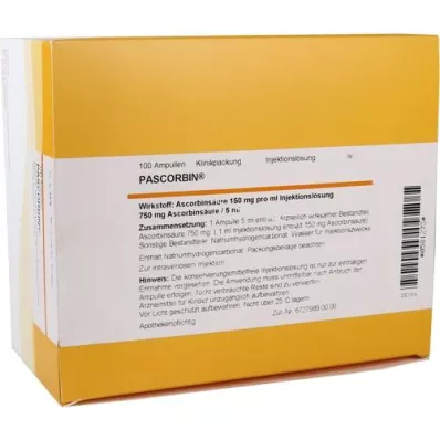 PASCORBIN Solução para ampolas injetáveis, 100X5 ml PASCORBIN Solução para ampolas injetáveis, 100X5 ml