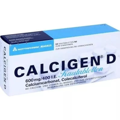 CALCIGEN D 600 mg/400 UI comprimidos para mastigar, 50 unidades
