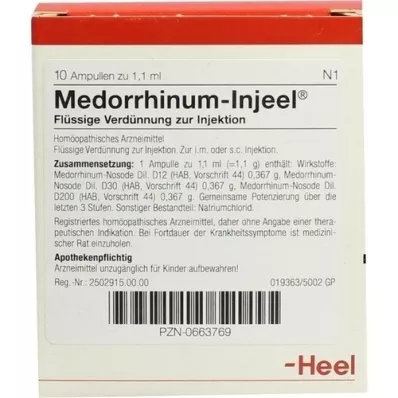 MEDORRHINUM Ampolas Injeel, 10 unidades MEDORRHINUM Ampolas Injeel, 10 unidades