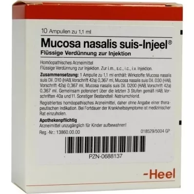 MUCOSA ampolas nasalis suis Injeel, 10 unidades MUCOSA ampolas nasalis suis Injeel, 10 unidades