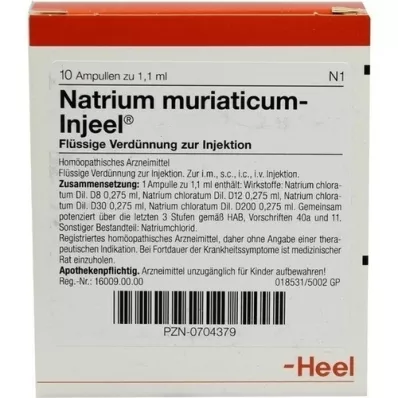 NATRIUM MURIATICUM INJEEL Ampolas, 10 unidades NATRIUM MURIATICUM INJEEL Ampolas, 10 unidades