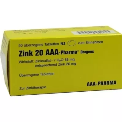 ZINK 20 AAA-Drageias farmacêuticas, 50 unidades