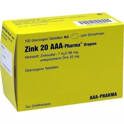 ZINK 20 AAA-Drageias farmacêuticas, 100 unidades ZINK 20 AAA-Drageias farmacêuticas, 100 unidades