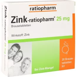 ZINK-RATIOPHARM Comprimidos efervescentes de 25 mg, 20 unidades